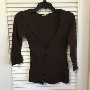 Zenana Outfitters Brown Button Cardigan